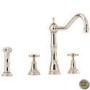Perrin and Rowe 4775NIIG Alsace Country Style 3 Hole Mixer Tap with Rinse in Nickel