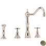 Perrin and Rowe 4775PFIG Alsace Country Style 3 Hole Mixer Tap with Rinse in Pewter