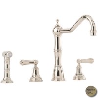 Perrin and Rowe 4776PFIG Alsace Country Style 3 Hole Mixer Tap with Rinse in Pewter