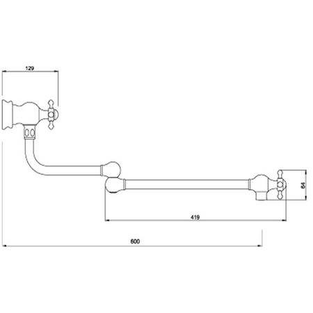 Perrin and Rowe 4798CP Pot Filler Tap with Crosshead Handles in Chrome