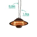 GRADE A1 - electriQ Ceiling Hanging Electric Infrared Patio Heater with Remote Control