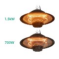GRADE A1 - electriQ Ceiling Hanging Electric Infrared Patio Heater with Remote Control