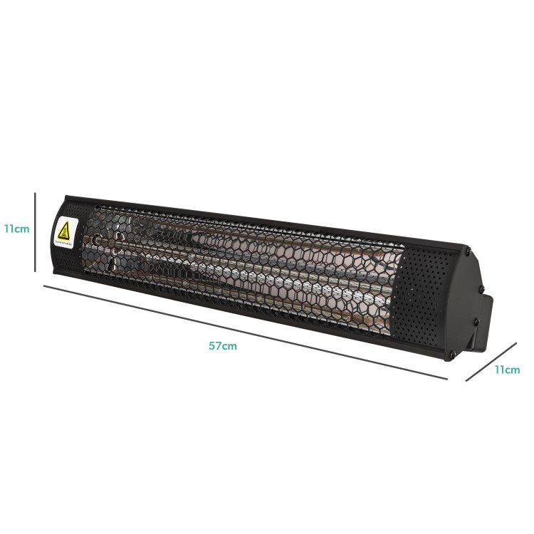Refurbished electriQ 48595 Wall Mounted Electric Patio Heater - 2kW in Black  