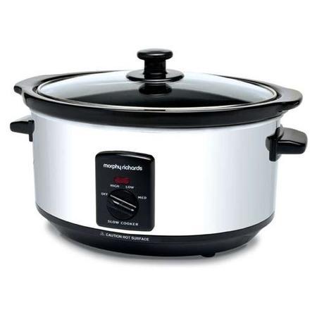 thumbnail: Morphy Richards Slow Cooker 3,5 Liter - Geborsteld Staal - Ovale Slowcooker