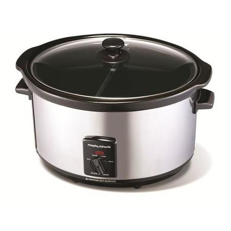 Morphy Richards 48762 6lt Divided Ceramic Pot Slow Cooker Polished S/s
