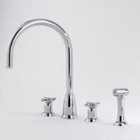 Perrin and Rowe 4890NI Callisto 3 Hole Crosshead Mixer Tap with C Spout Plus Spray