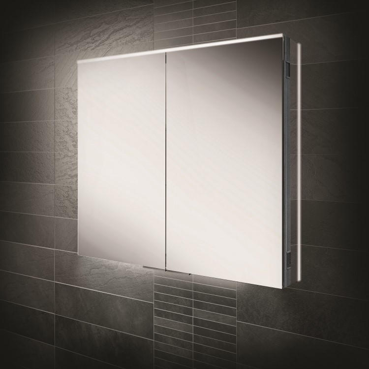Double Door Mirrored Bathroom Cabinet with lights 800 x 700mm -hib. Ether 80