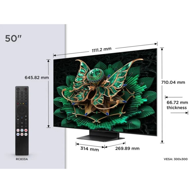 TCL 50C7K-UK 50 Inch QD-Mini LED 4K Google TV – 144Hz Gaming Dolby ...