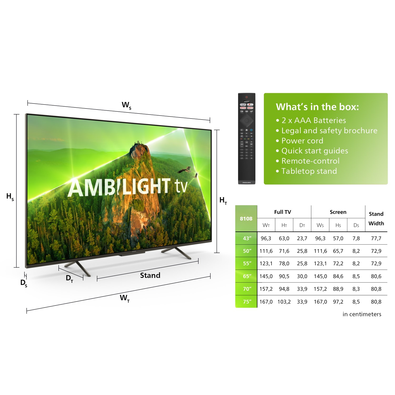 43 Inches Led Philips Ambilight PUS8108 43 inch LED 4K HDR Smart TV with Dolby Atmos ...