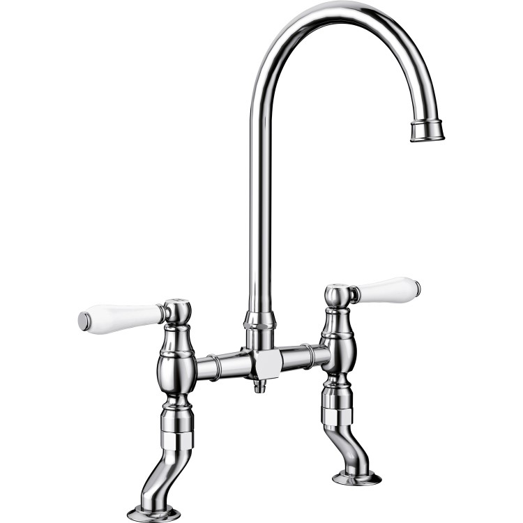 Blanco Vicus Bridge Dual Lever Swivel Spout Kitchen Mixer Tap - Chrome