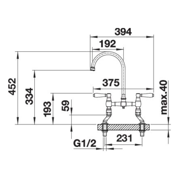 Blanco Vicus Bridge Dual Lever Swivel Spout Kitchen Mixer Tap - Chrome