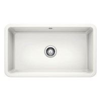 Blanco Villae Farmhouse Single Bowl Undermount Ceramic White Kitchen Sink