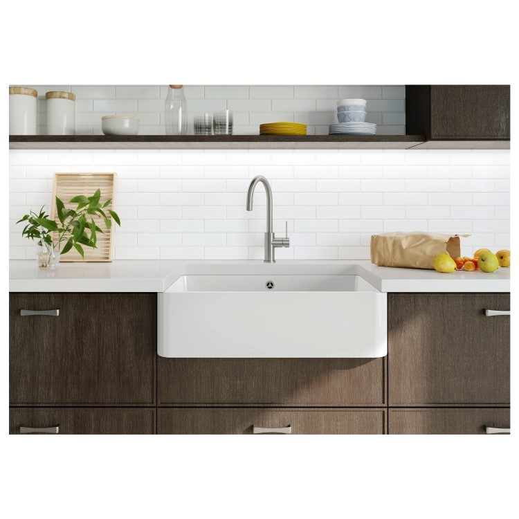Blanco Villae Farmhouse Single Bowl Undermount Ceramic White Kitchen Sink