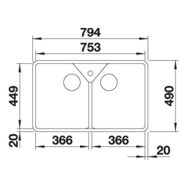 Blanco Villae Farmhouse Dual Bowl Undermount Ceramic Kitchen Sink - White