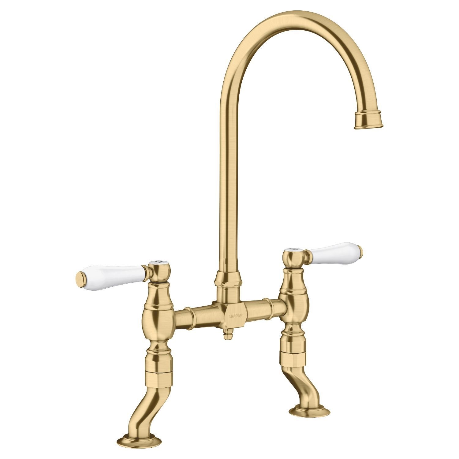 Vicus Bridge Twin Lever Monobloc Kitchen Mixer Tap Satin
