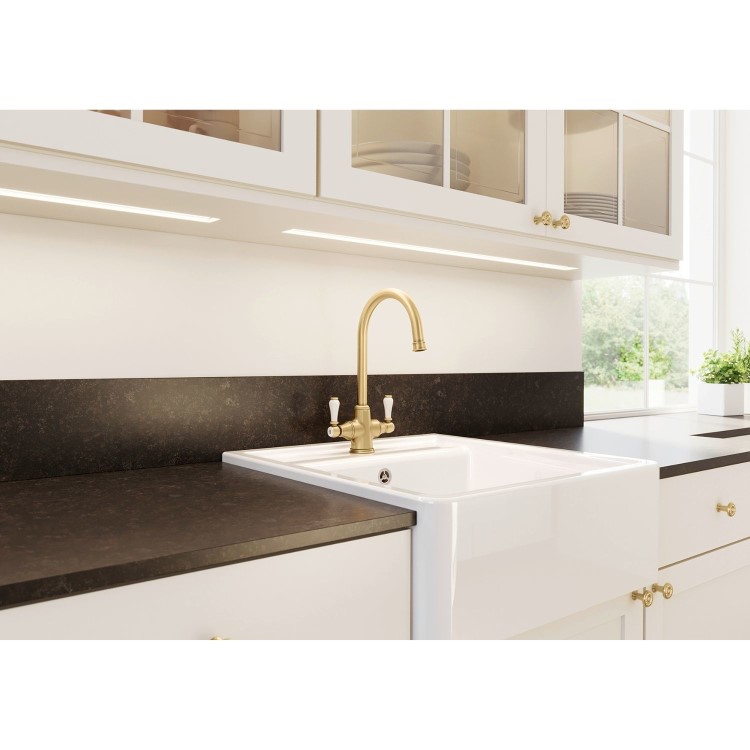 Blanco Vicus Twin Lever Monobloc Kitchen Mixer Tap - Satin Gold