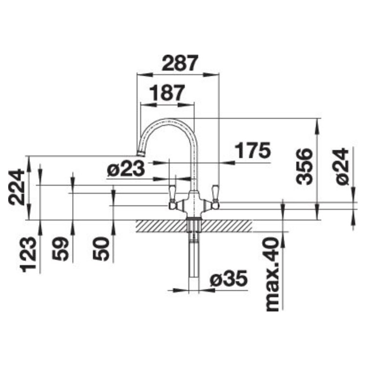 Blanco Vicus Twin Lever Monobloc Kitchen Mixer Tap - Satin Gold