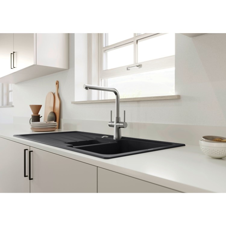 Blanco Lax Dual Lever Monobloc Kitchen Mixer Tap - Black