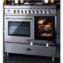 Refurbished Britannia Q Line 100cm Double Oven Dual Fuel Range Cooker Stainless Steel