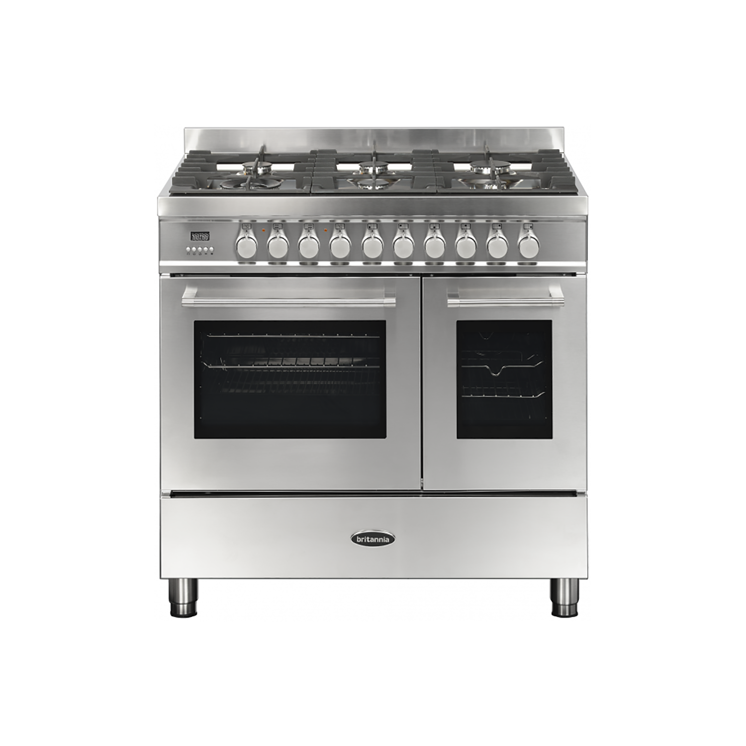 Britannia Q Line 90cm Double Oven Dual Fuel Range Cooker - Stainless Steel