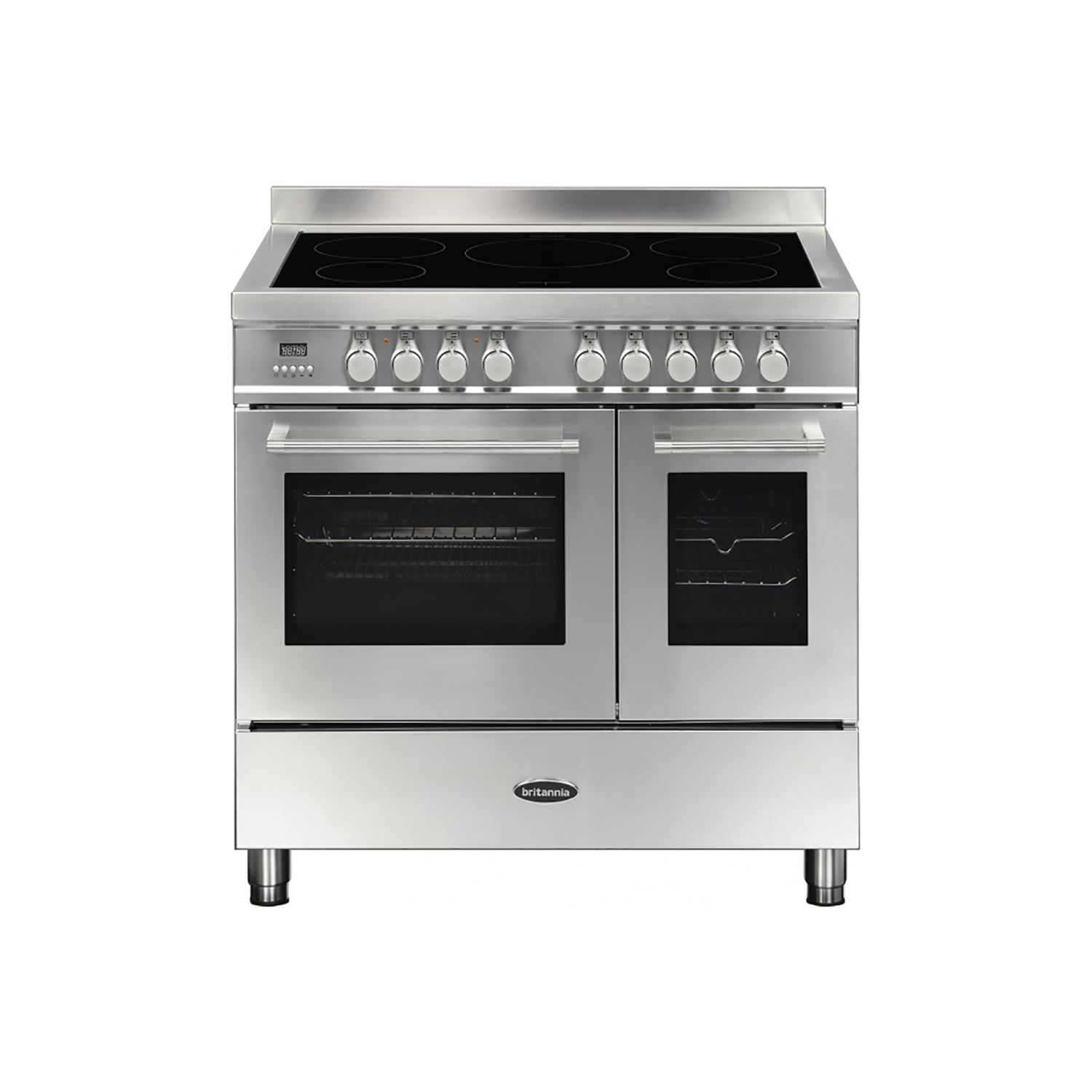 Refurbished Britannia Q Line Modern 90cm Double Oven Induction Electric Range Cooker Stainless Steel