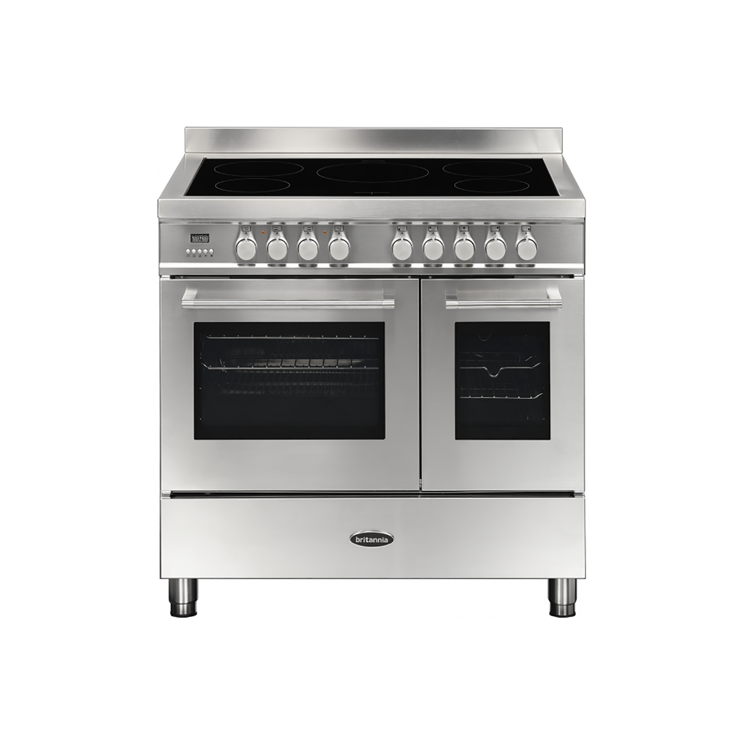 Britannia Q Line Modern 90cm Double Oven Induction Electric Range Cooker - Stainless Steel