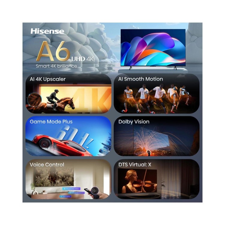 Hisense 55A6STUK 55 Inch 4K Ultra HD Smart TV – HDR Freely Dolby Vision & Dolby Atmos
