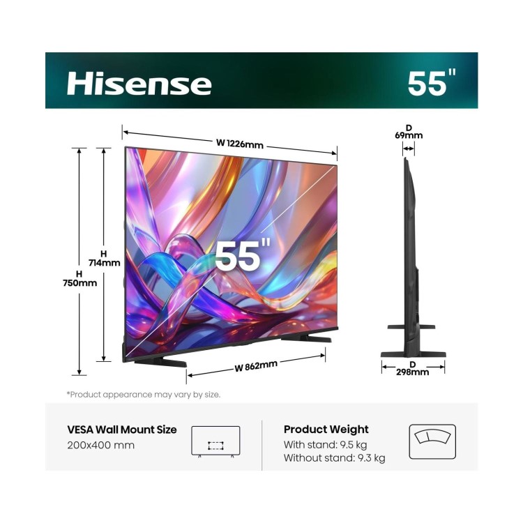 Hisense 55Q7STUK 55 Inch 4K QLED Smart TV – Ultra HD HDR Freely & Dolby Vision