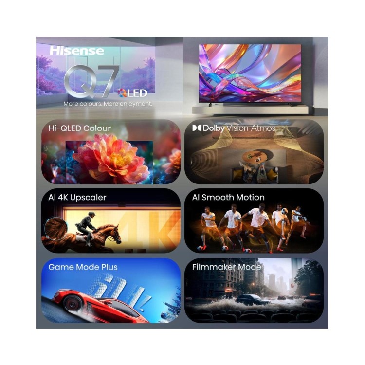 Hisense 55Q7STUK 55 Inch 4K QLED Smart TV – Ultra HD HDR Freely & Dolby Vision
