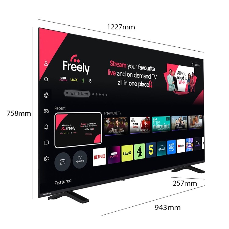 Toshiba 55UV1563DB 55 Smart 4K HDR LED TV – Dolby Vision & Freely Streaming