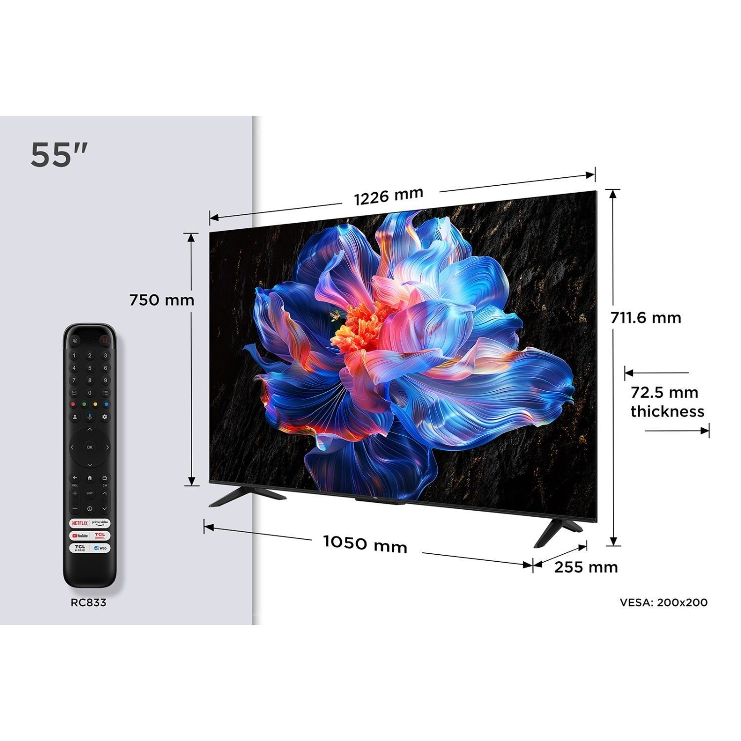 TCL 55V6C-UK 55-Inch 4K HDR Smart TV Dolby Vision HDR10+ Google TV ...
