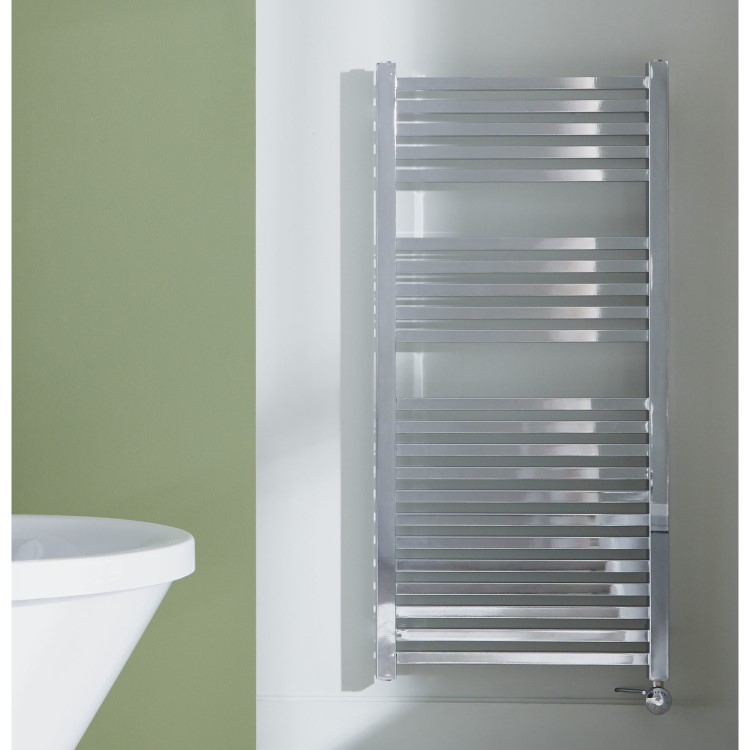 Square Chrome Electric Heated Towel Rail - 1200 x 600mm
