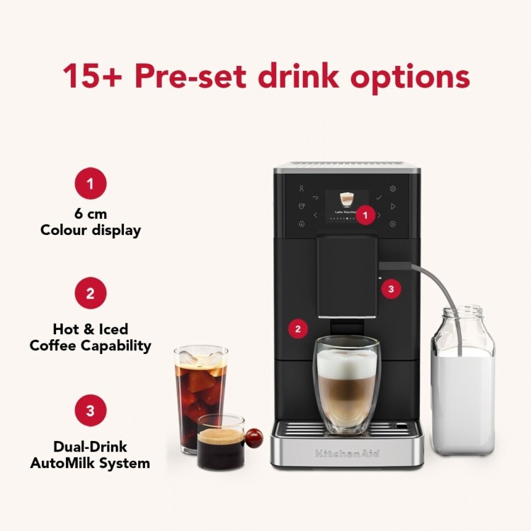 KitchenAid KF3 Fully Automatic Espresso Coffee Machine 5KES8453BBM - Matte Black