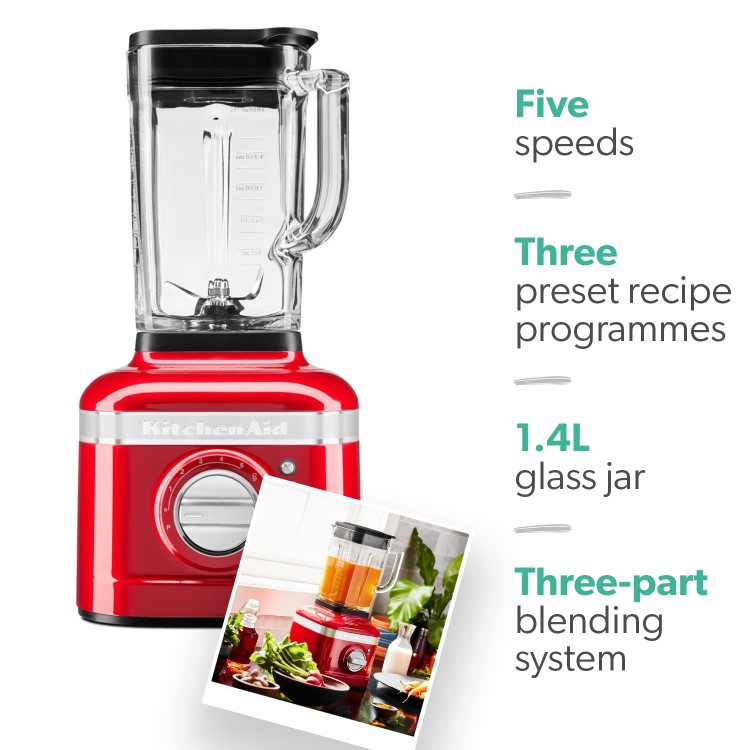 KitchenAid Artisan 1.4L Glass Jar Blender - Empire Red