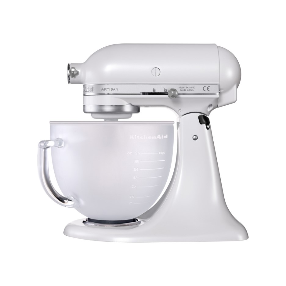 KitchenAid 5KSM156BFP 4.8L Artisan Stand Mixer with Glass Bowl White