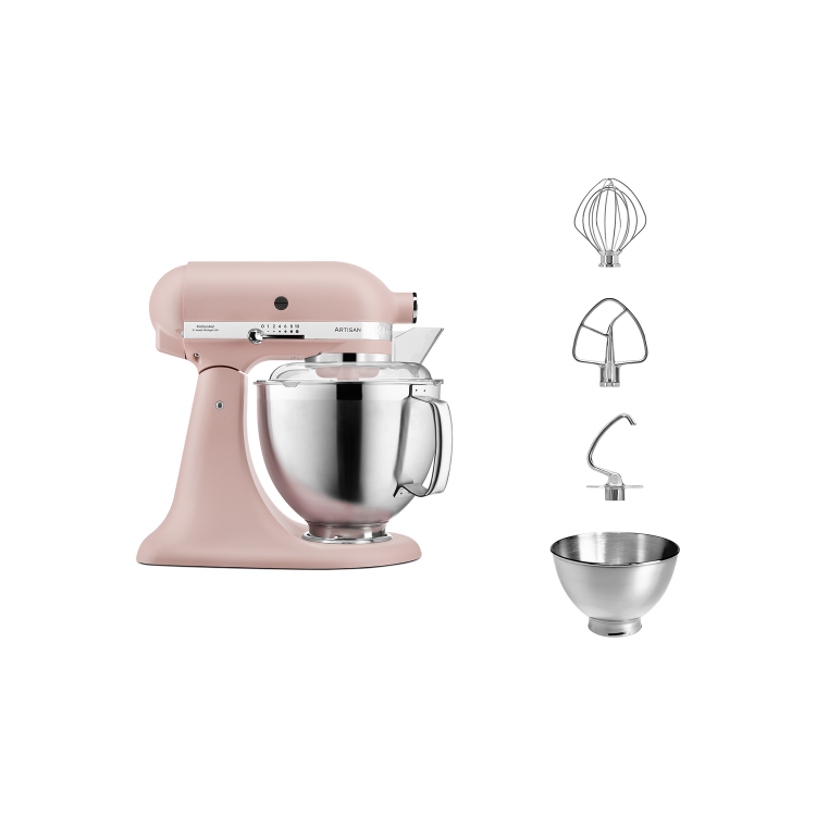 Refurbished KitchenAid Artisan Stand Mixer with Two-tone 4.8L & 3L Bowls in Pink