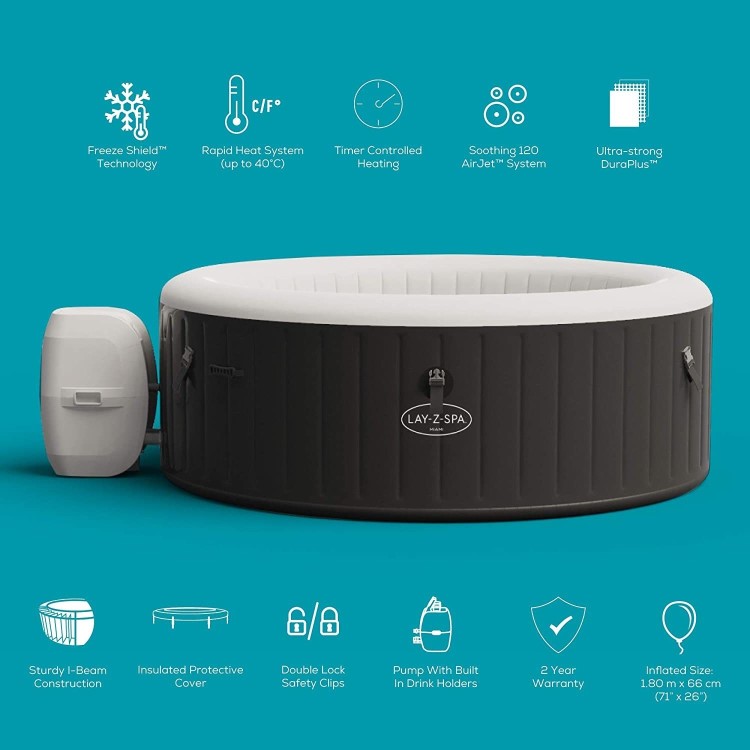 Lay-Z Spa AirJet Miami 4 Person Inflatable Hot Tub