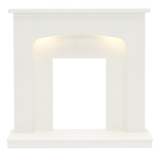 Be Modern Tasmin Sparkly White Marble Fireplace Surround with LED Lights - 42 inches