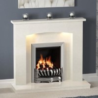 Be Modern Isabelle Cream Marble Fireplace Surround with Lights- 45 inches