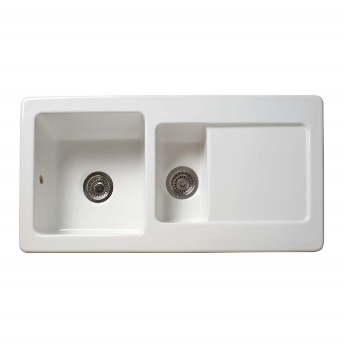 Reginox Rl501cw 1 5 Bowl Reversible Inset Ceramic Sink White Reginox Rl501cw 1 5 Bowl Reversible Inset Ceramic Sink White