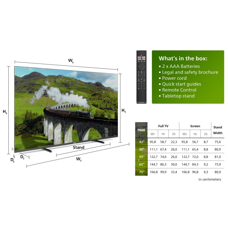 Philips PUS7608 65 inch LED 4K HDR Smart TV with Dolby Atmos
