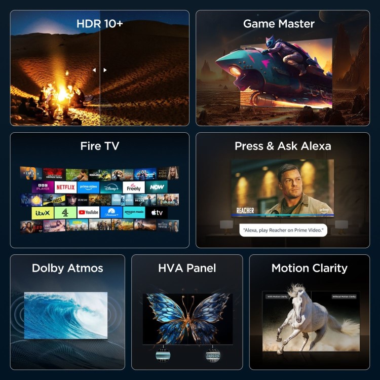 TCL 65V6D-UK 65 Inch 4K UHD Smart Fire TV  HDR10+ Dolby Atmos & Alexa Built-In