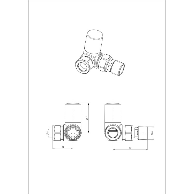 White Manual Corner Radiator Valves - Towelrads