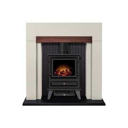 Black Freestanding Electric Stove Fireplace Suite 2kW - Adam Salzburg