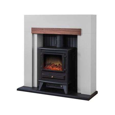 Black Freestanding Electric Stove Fireplace Suite 2kW - Adam Salzburg