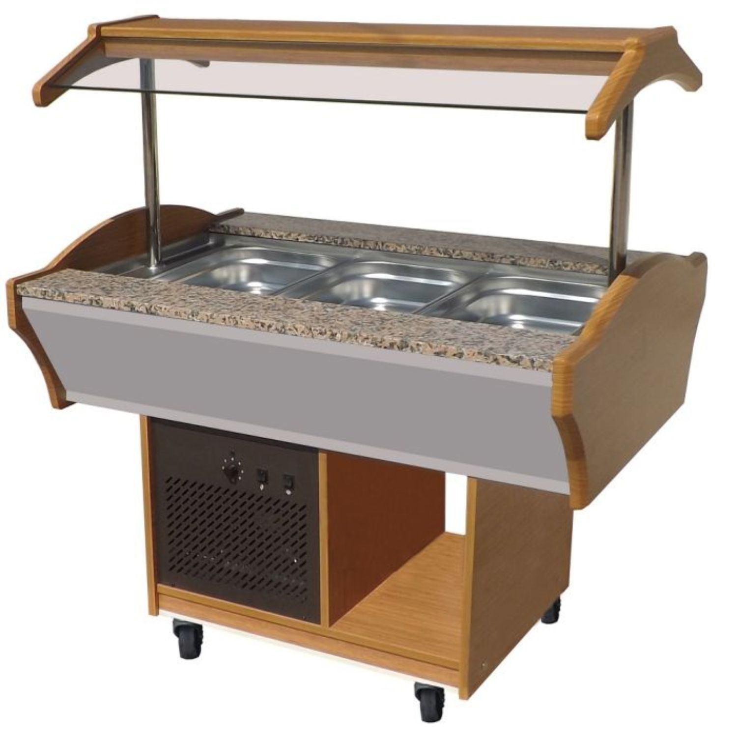 Mobile Refrigerated Buffet Salad Bar 3 x 1 1 GN Granite Top