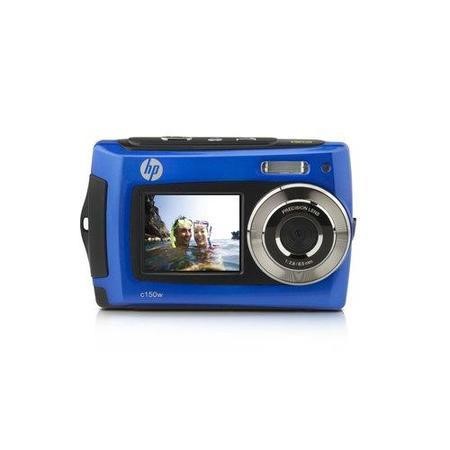 HP c150w Camera Blue 8MP 2.7 & 1.8 Dual LCD 4x digital zoom 3m Wtprf ...