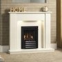 Be Modern Elda White Marble Fireplace Surround with LED Lights - 48 inches
