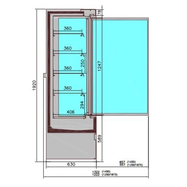 Combisteel Jamie 2 Doors 1.5 Wall Mounted Refrigerated Multideck Display - 1510mm Wide