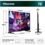 Hisense 75E7STUK PRO 75 Inch 4K Ultra HD Smart TV – Dolby Vision HDR10+ Hi-QLED 144Hz VRR Gaming Google TV